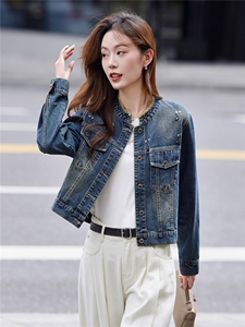 牛仔外套女短款2025年春秋新款妈妈时尚设计感宽松休闲复古夹克图片