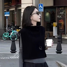 2025春季穿搭一整套女高级气质连帽针织马甲休闲百搭上衣两件套潮，女装针织衫/毛衣，锦瑟羊绒