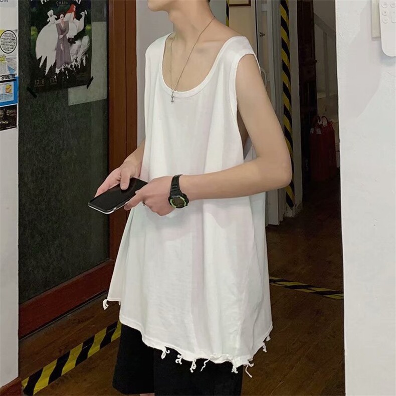 无袖背心男破洞痞子帅气2024港风夏季上衣ins潮流宽松潮ST072-P25,男装背心/马甲,星座412-3