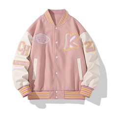 得物直播品质棒球服男毛巾刺绣PU皮港风毛呢夹克外套JK6618，男装夹克，电商A426-1(原A430-1)