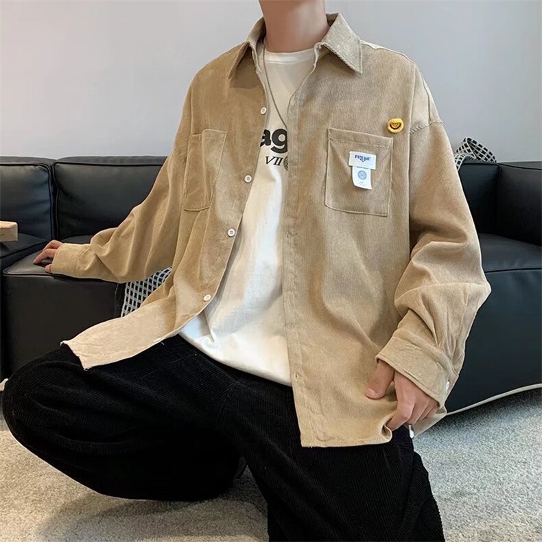 长袖衬衫春款男港风潮流灯芯绒衬衣C916P33,男装衬衫,星座1116-2