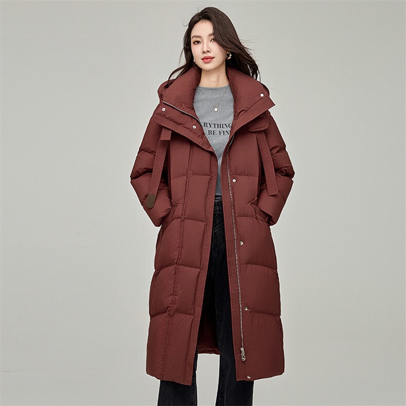 羽绒服女冬季2024新款长款时尚通勤百搭保暖鸭绒舒适外套,女装羽绒服,阿舍尔精品