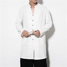 风棉麻大码衬衣男士休闲长款衬衫男装唐装复古外套CS503-P65,男装衬衫,钱塘788(原4013)