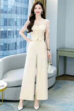 2023夏季新款套装女显瘦女神范阔腿裤套装女时尚气质两件套，女装套装/套裙，米雪儿