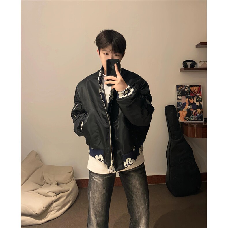 提花美式短款外套男高级感ma1飞行夹克秋季cleanfit棒球服JK604,男装夹克,星座1116A（原606A-3）