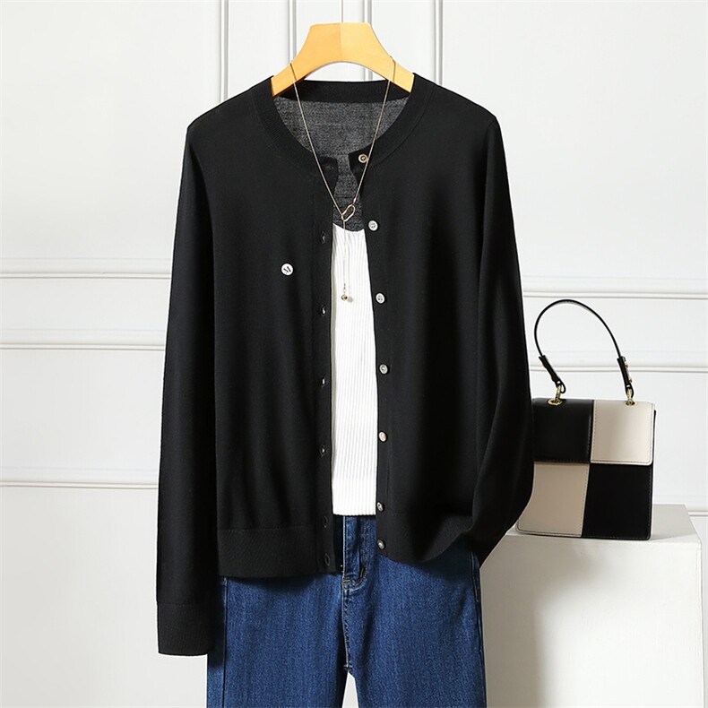 女士圆领羊毛开衫羊毛舒适保暖，女装羊毛衫，润匹羊绒