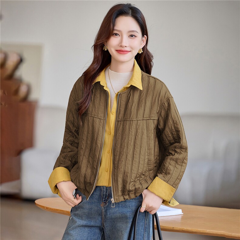 现货!2025年冬季时尚立领宽松纯色加厚女外套,女装棉衣/棉服,依恋蒂丝