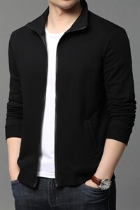 开衫卫衣中年男士立领外套中老年春秋季休闲运动服爸爸装衣服上衣图片