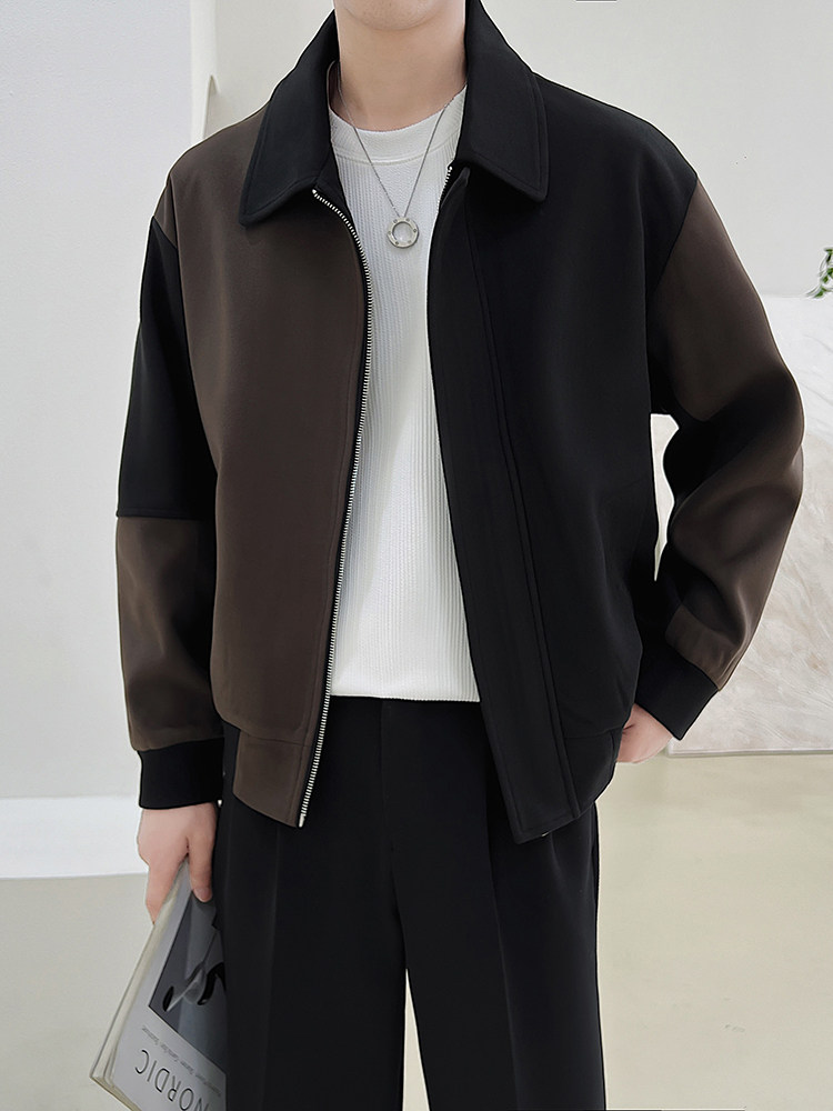 男新款呢子大衣秋冬妮子毛呢拼色宽松夹克外套A236-JK-3058-P135,男装夹克,电商A236