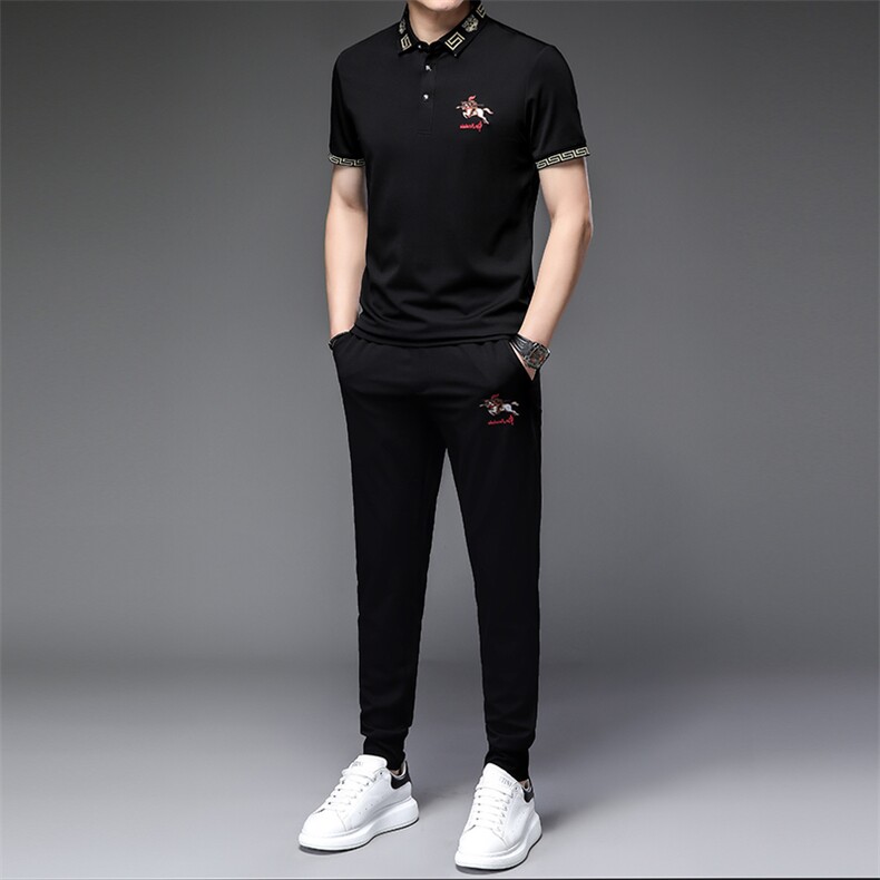 短袖男夏季t恤套装休闲运动半袖衣服男装潮流T恤卫衣冰丝,男装休闲套装,电商B212（原钱塘6029）
