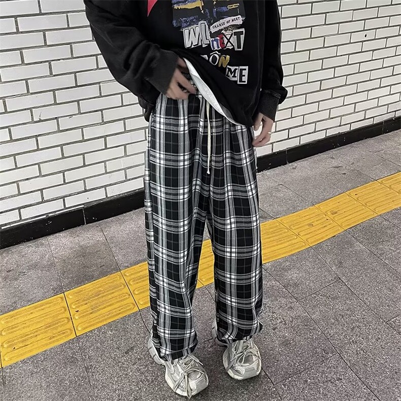 格子休闲裤男女韩版潮流高街帅气2024春季季新款ins长裤K4706-P35,男装休闲裤,星座412-2