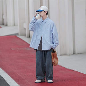 秋季新款 cityboy 白色纯色衬衣宽松长袖衬衫 A017 C1 P70图片
