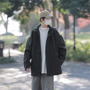 军绿色飞行夹克男士春秋季2025新款日系复古青少年高级感连帽外套图片