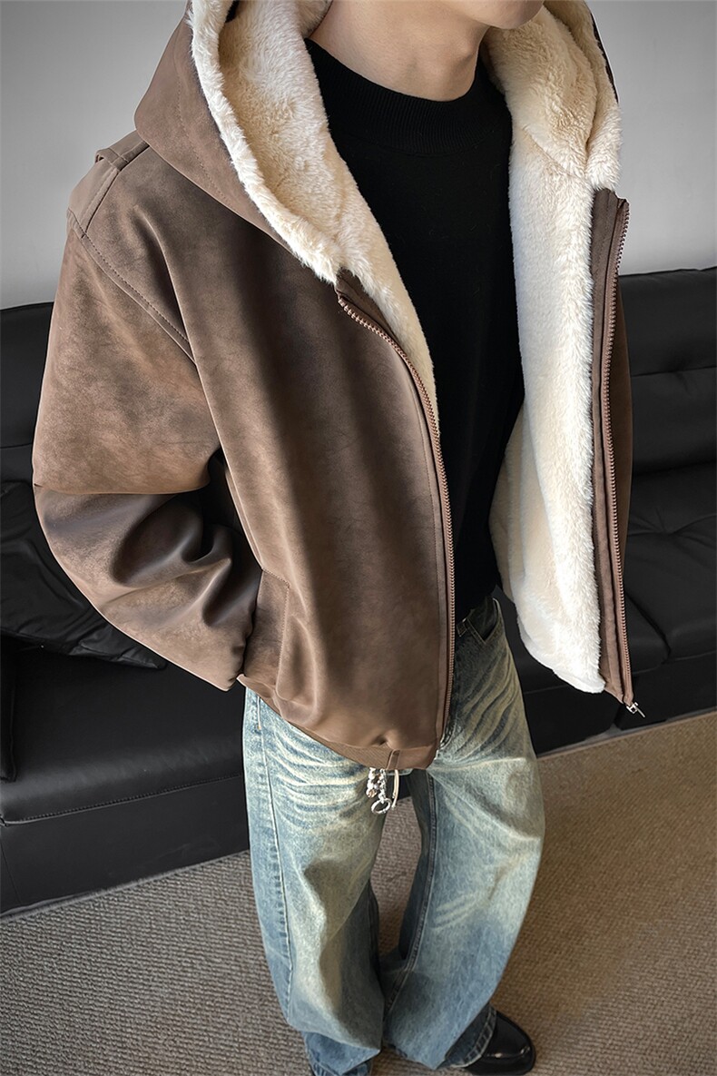 冬季连帽pu皮加绒皮棉衣座山雕男装加绒连帽棉服情侣外套S533特90,男装皮衣,电商A233-1