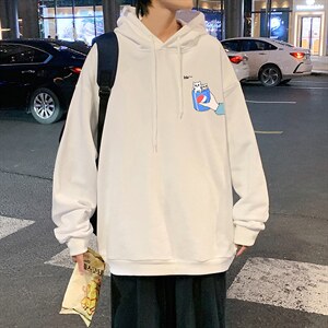 WY2262-P35 纯棉连帽卫衣男大码运动帽衫宽松薄外套男图片