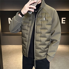 针织拼接加厚羽绒服男装短款冬季新款立领羽绒保暖外套，男装羽绒服，电商A239