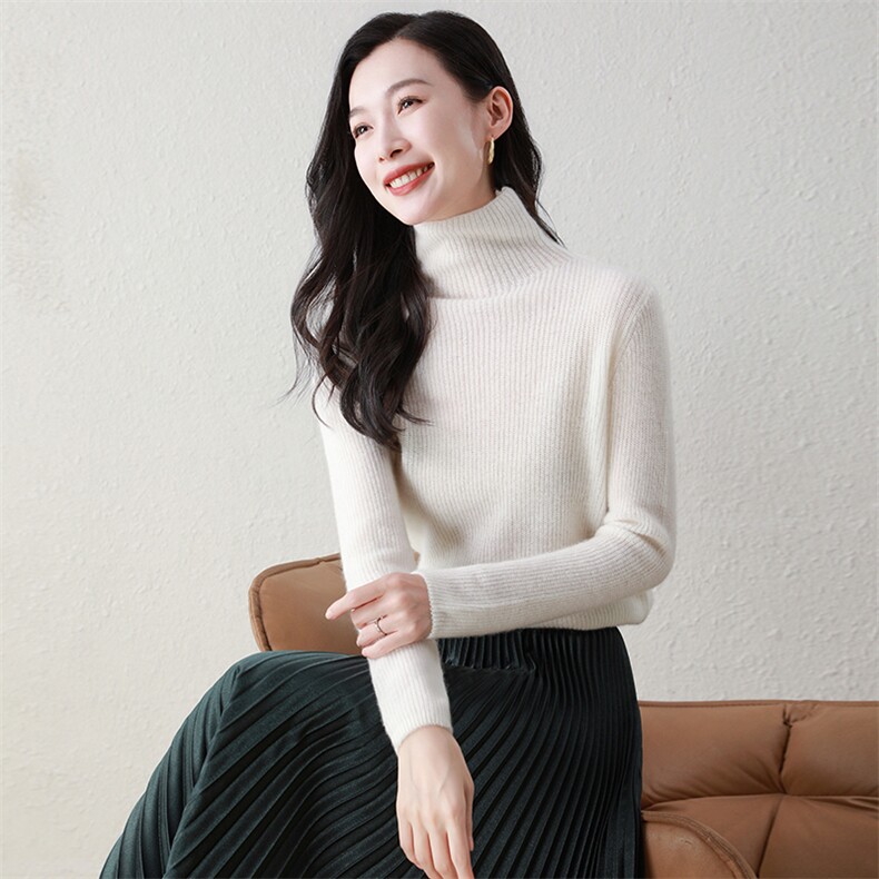 高领羊绒衫100%纯山羊绒打底衫修身显瘦秋冬新款内搭,女装羊绒衫,阿舍尔精品