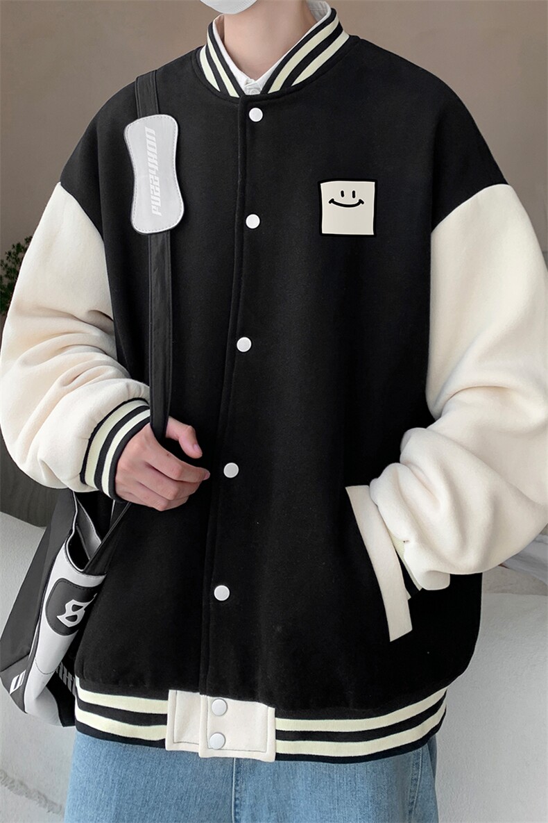摇粒绒棒球服男大码开衫卫衣男夹克BF86316-P65,男装夹克,电商A040