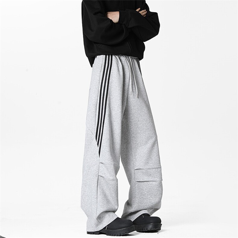 2025春季新款三条杠运动卫裤休闲弯刀裤A519特P45控78，男装休闲裤，电商A309