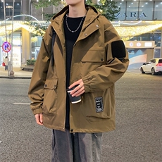 春季新款男士连帽冲锋衣外套款美式休闲工装大口袋夹克JK181-P88，男装夹克，星座308B-2