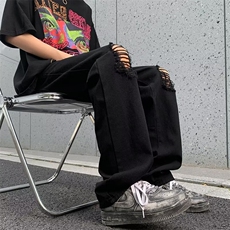 破洞牛仔裤男士韩版潮流高街帅气百搭夏季透气2024长裤RK1855-P39，男装牛仔裤，星座412-2
