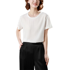 夏季新款时尚简约纯色圆领短袖女上衣宽松显瘦百搭休闲T恤衫，女装T恤，澳冬特羊绒