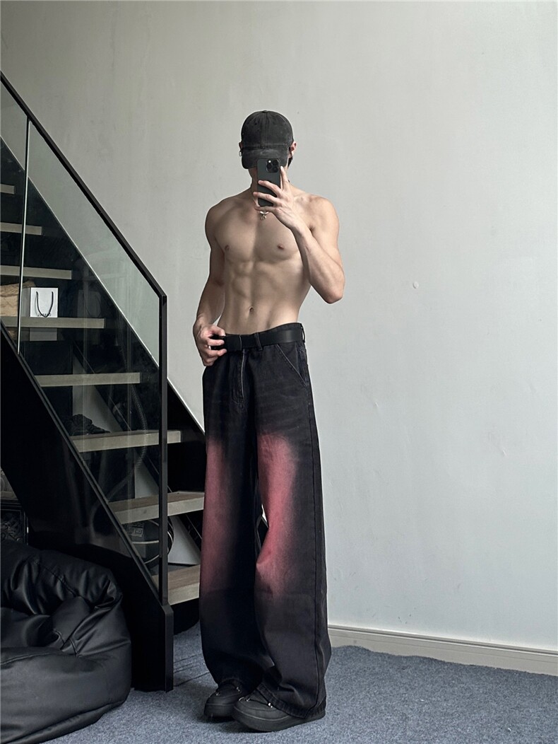 秋冬季美式高街小众牛仔裤男个性百搭休闲裤G1235/P4868,男装牛仔裤,电商D202-1