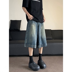 夏季牛仔短裤男美式高街裤子痞帅宽松休闲DK081/P43，男装牛仔裤，电商D202-1