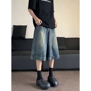 夏季牛仔短裤男 美式高街裤子痞帅宽松休闲DK081/P43图片