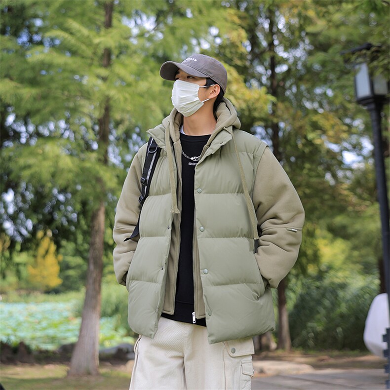 新款假两件棉服男加厚羽绒棉衣情侣款连帽拼色连帽外套M092-P75,男装棉衣,星座1403A
