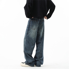 C315-5016秋冬现货宽松猫须马骝高品质洗水牛仔裤（P60X88），男装牛仔裤，电商A178