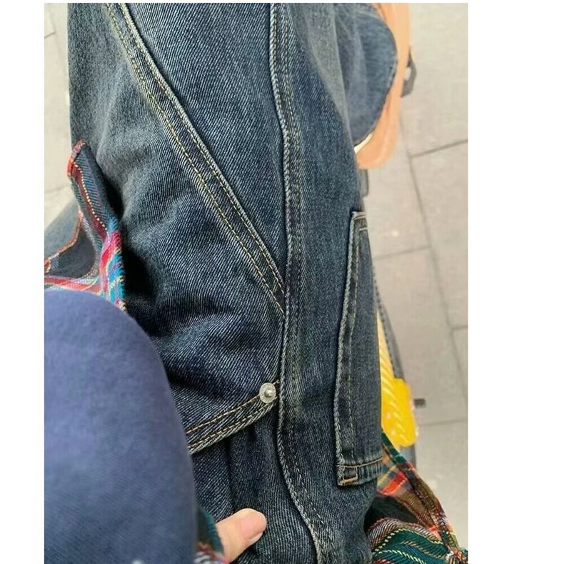 【有货】DK1110-P40美式高街复古设计感分割宽松直筒牛仔裤男,男装牛仔裤,星座603-2