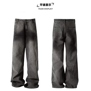 渐变做旧水洗牛仔裤 黑色S到3XL 310A-4-NZ64-P60图片