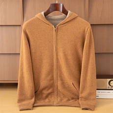 2025年秋季双面双穿加厚帽衫全无缝一面带兜，男装羊绒套衫，鼎坤羊绒