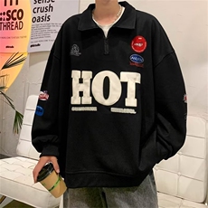 潮牌设计感半拉链卫衣男秋季宽松高街刺绣外衣情侣外套W5492-P42，男装卫衣，星座512-3
