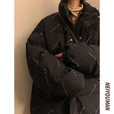 W8205P125控158数据款华夫格印花棉衣冬季棉服外套宽，男装棉衣，电商B205