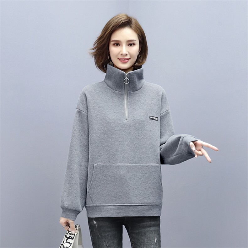 2021年冬季新款潮加绒加厚高领卫衣女长袖休闲百搭上衣服女棉,女装卫衣/绒衫,简韵佳