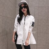 时尚百搭白色长款风衣外套女春秋新款韩版宽松显瘦休闲夹克上衣，女装风衣，深水步
