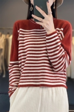 条纹套头新款秋冬季针织衫羊毛衫女2024年秋季，女装羊毛衫，琳尚羊绒