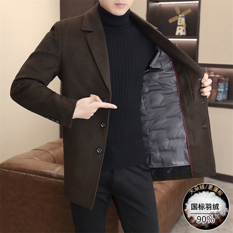 标90羽绒服外套可脱卸内胆冬季中长款羊毛呢子大衣YR253-195图片
