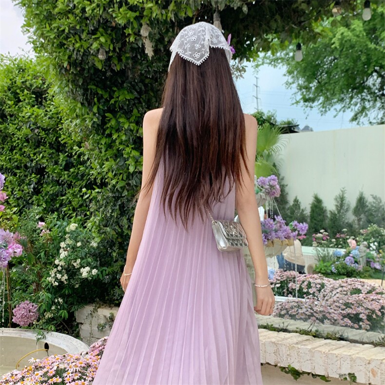 简约宽松显瘦紫色羽毛吊带中长款连衣裙夏2C276-L3466-P110-K150,女装连衣裙,2C276