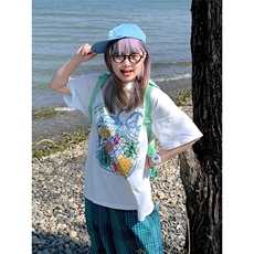 多巴胺穿搭美式复古格子刺绣七分裤女夏宽松直筒阔腿慵懒休闲短裤，男装牛仔裤，星座1210-1