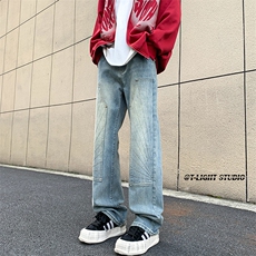 B221美式ins高街暗黑小众铆钉伐木裤牛仔裤LK23145-P65控88，男装牛仔裤，电商B221