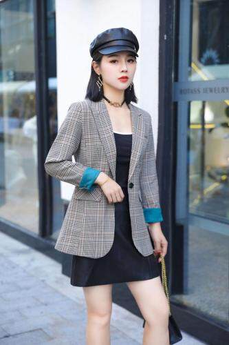 拼色小西装，女装西装，烟雨美人