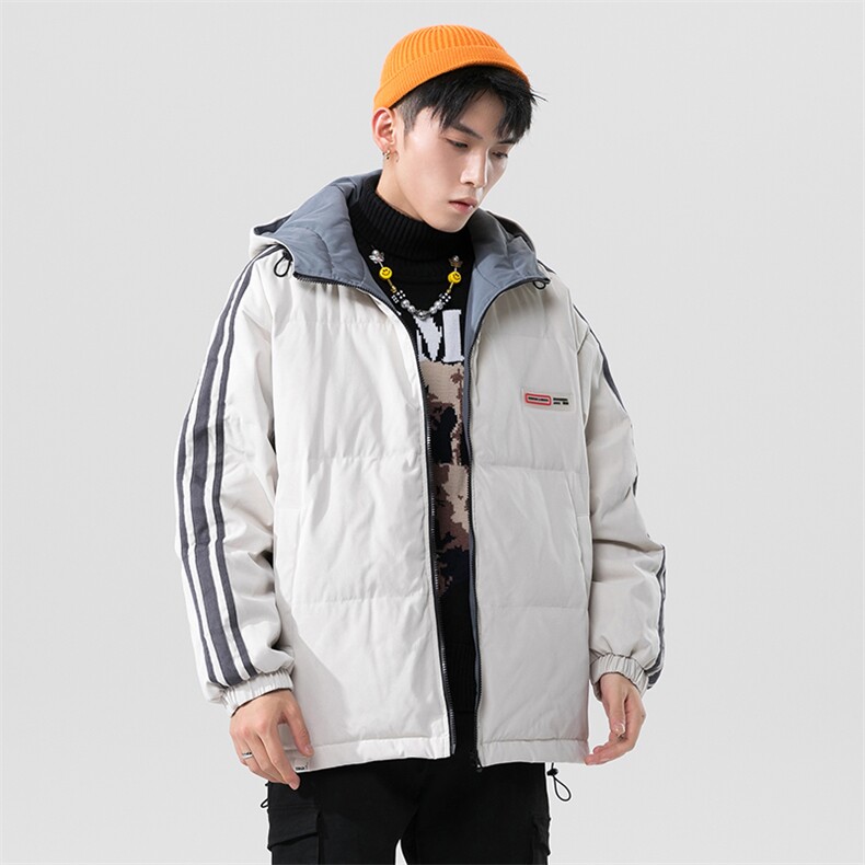 无影墙22冬季潮时尚潮流侧边条纹保暖立领羽绒服YR2025P135控158，男装羽绒服，电商A247-1