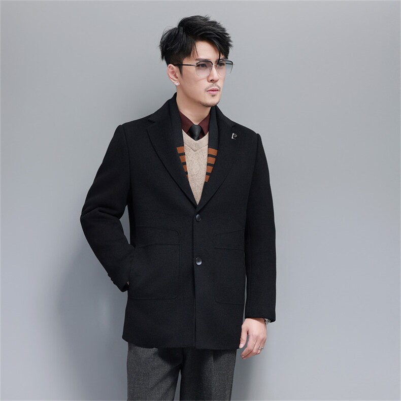 【皮尔卡丹专版】主推男士双面呢围巾羽绒服脱卸羽绒内胆外套,男装羽绒服,钱塘723