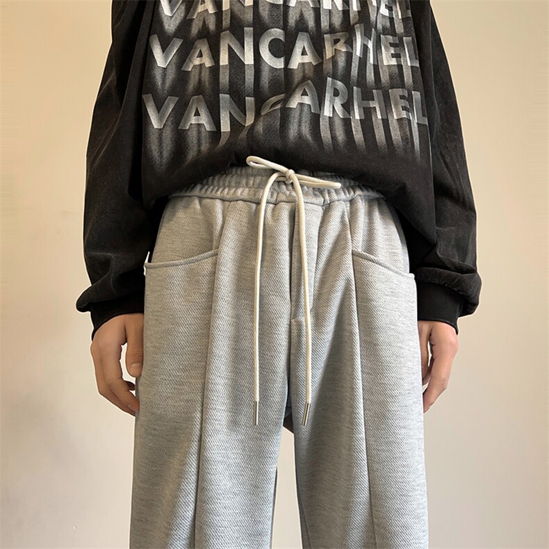 加绒加厚冬款男休闲卫裤拼接款直筒宽松长裤h0952P35,男装休闲裤,星座1013-1