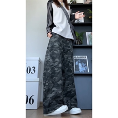 秋季新款美式复古迷彩裤男宽松休闲百搭高级感长裤NK8679-特价88，男装牛仔裤，电商A007