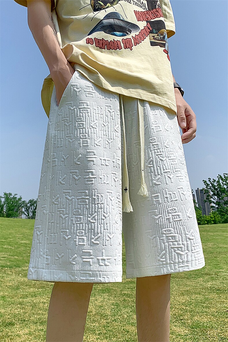 提花休闲运动短裤男生宽松潮流百搭夏学生五分裤XZ514-2-1532-P38,男装牛仔裤,星座514-2(原B239)