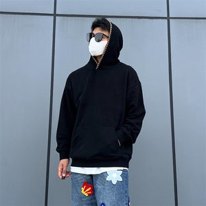 抖音得物高品质二开 25秋冬美式重磅宽松纯色连帽贝壳刺绣卫衣W63图片